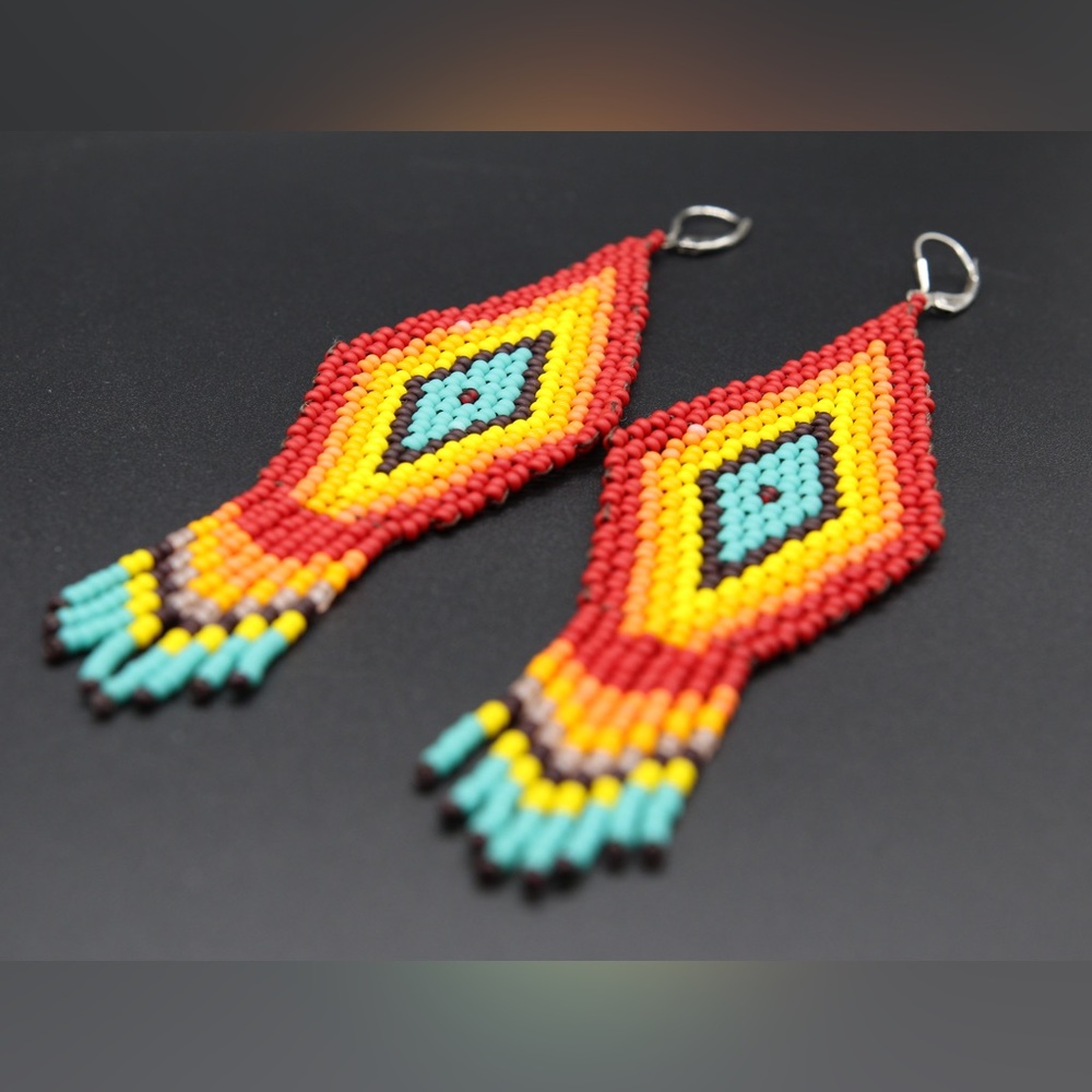 Earrings , Red - Orange - Yellow
